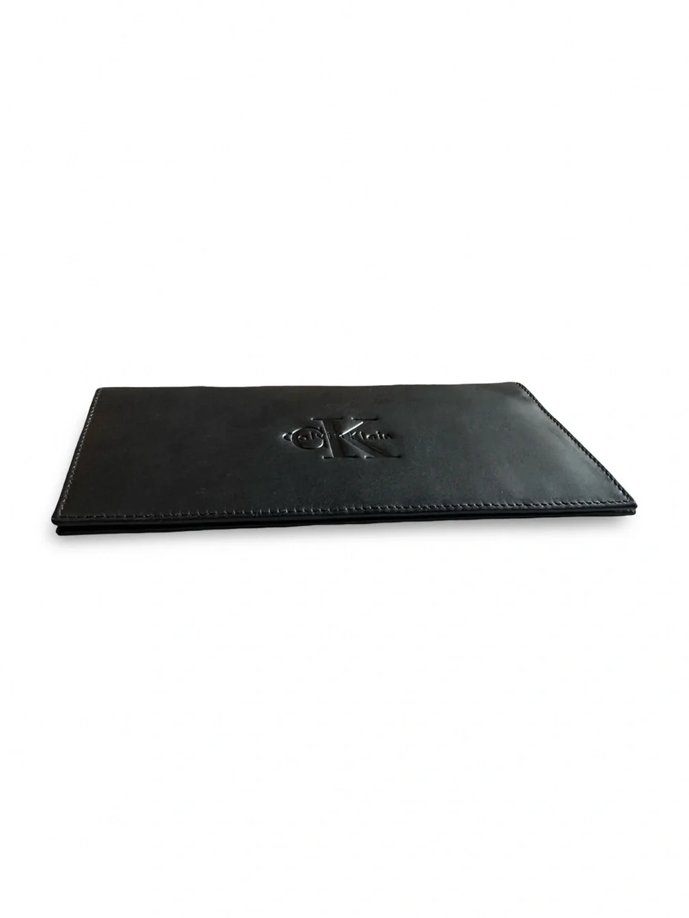 Calvin Klein Premium made in Spain Black Embossed Leather Long Wallet Unisex